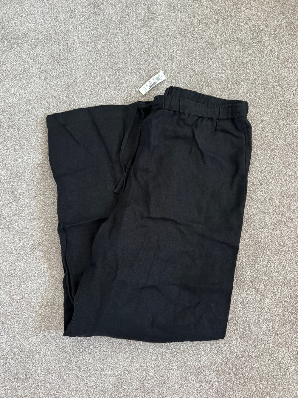 Madewell Black Linen Pull-On Wide Leg Pants Size L NWT